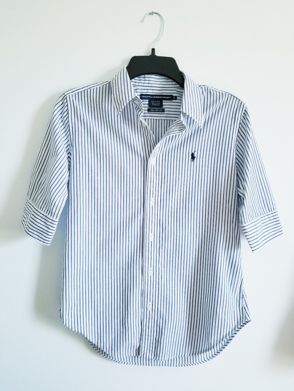 Polo by Ralph Lauren Women’s Blue and White Striped Button-Down Shirt